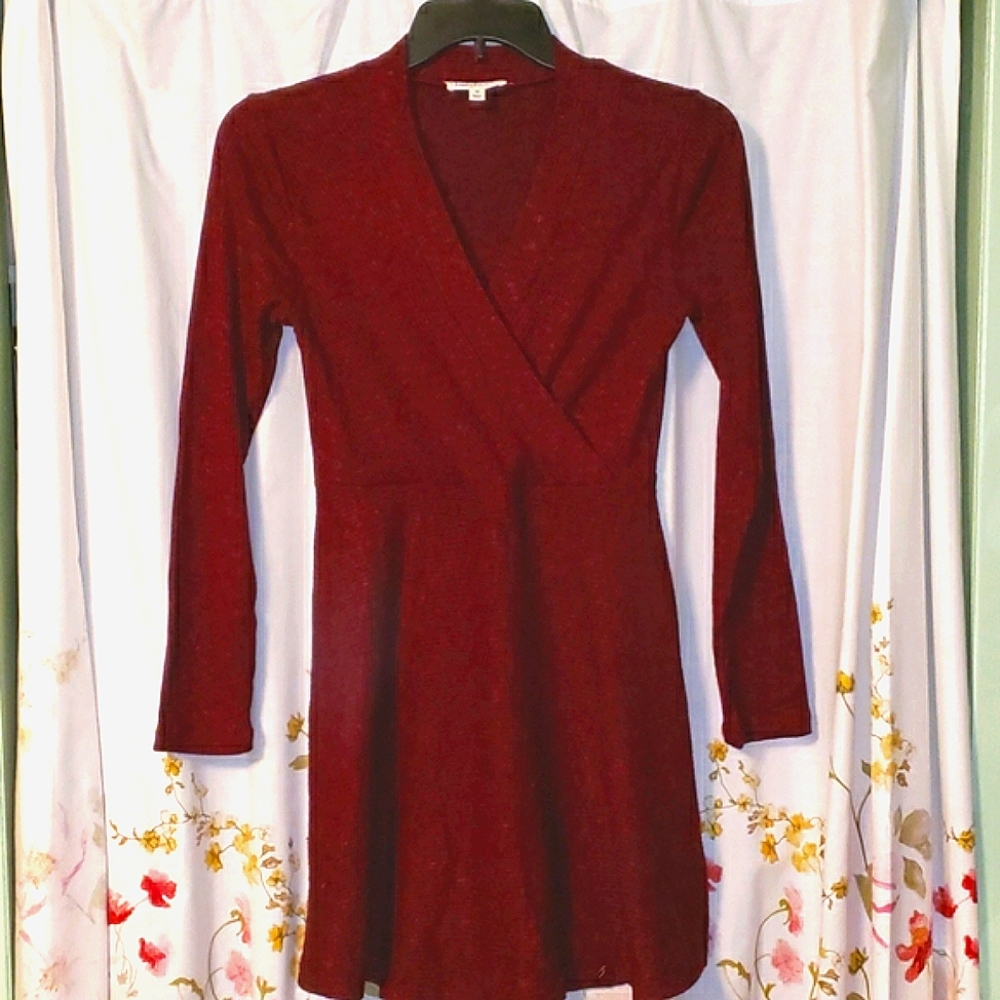 Cloud Chaser Maroon Knit Sweater Mini  Dress (Size M)